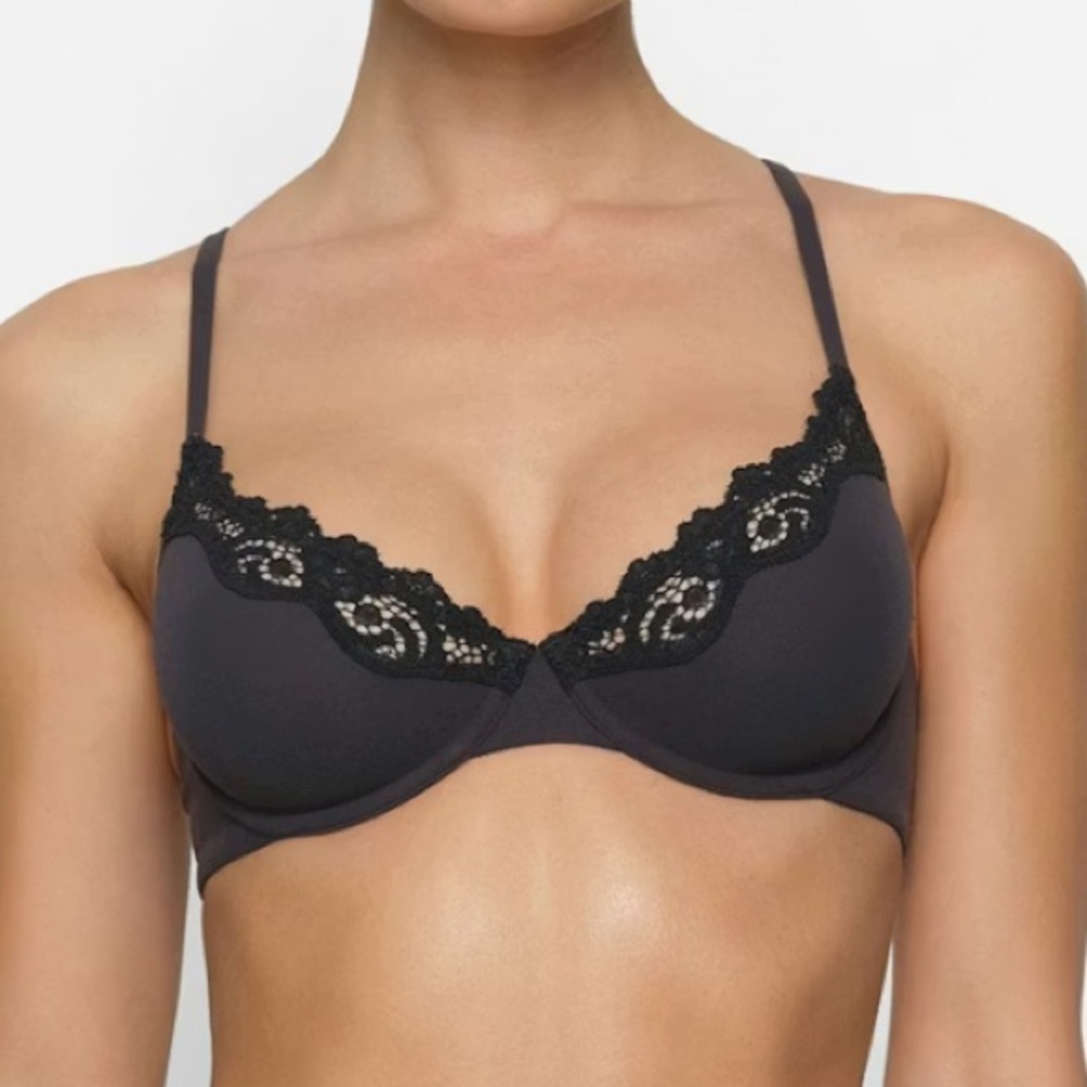 SKIMS Black Lace Trim Bra